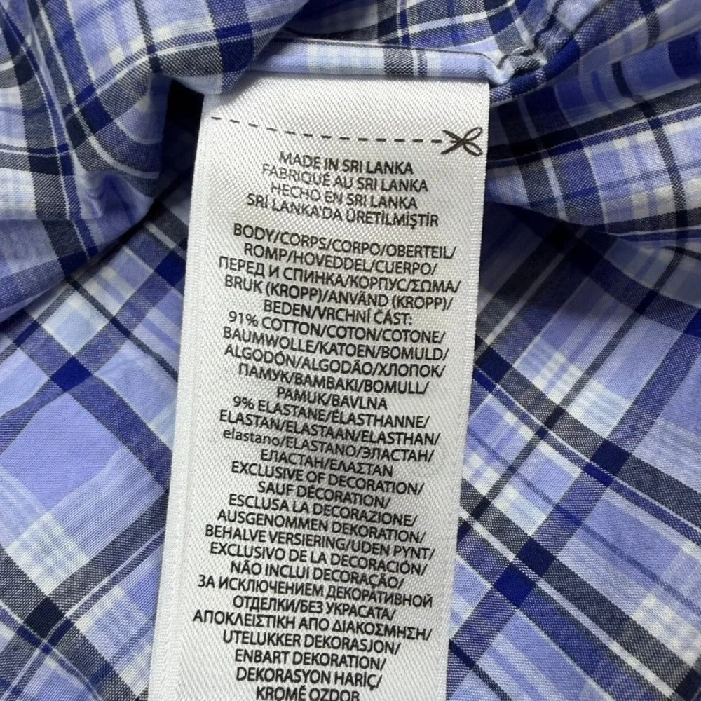 Polo Ralph Lauren Button Down Mens 3XB Blue Plaid Stretch Long Sleeve Pony Logo